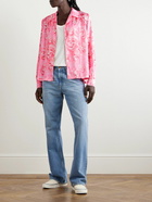 Stockholm Surfboard Club - Harvest Skull Printed Satin Shirt - Pink