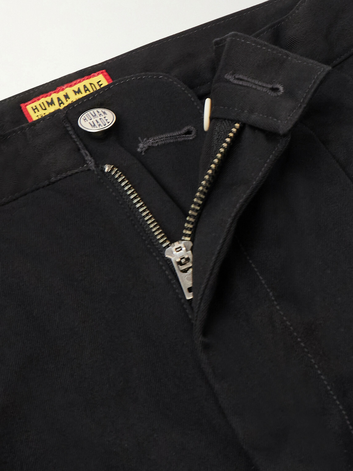 Human Made - Wide-Leg Logo-Embroidered Pleated Cotton-Twill Chinos - Black