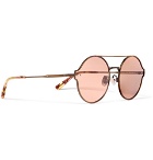 Bottega Veneta - Round-Frame Matte Bronze-Tone Sunglasses - Men - Gold