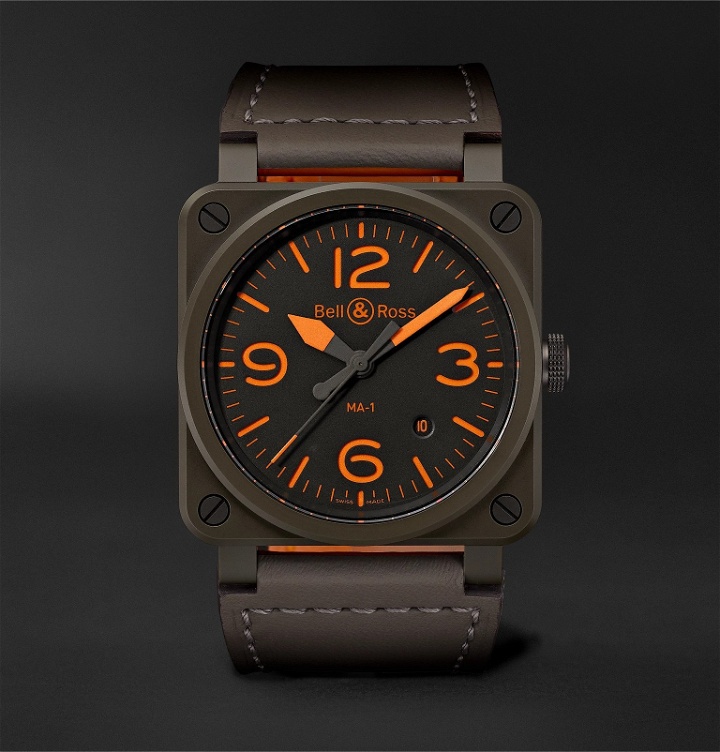 Photo: Bell & Ross - BR 03-92 MA-1 Limited Edition Automatic 42mm Ceramic and Leather Watch - Green