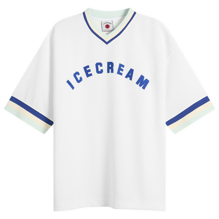 Photo: ICECREAM Men's V-Neck Sports Jersey in White