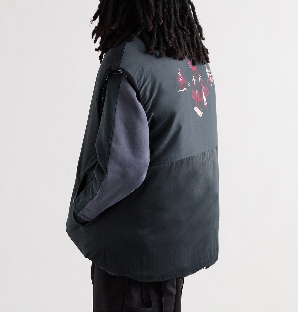 KAPITAL - Bandana-Print Woven Padded Shell Gilet - Black
