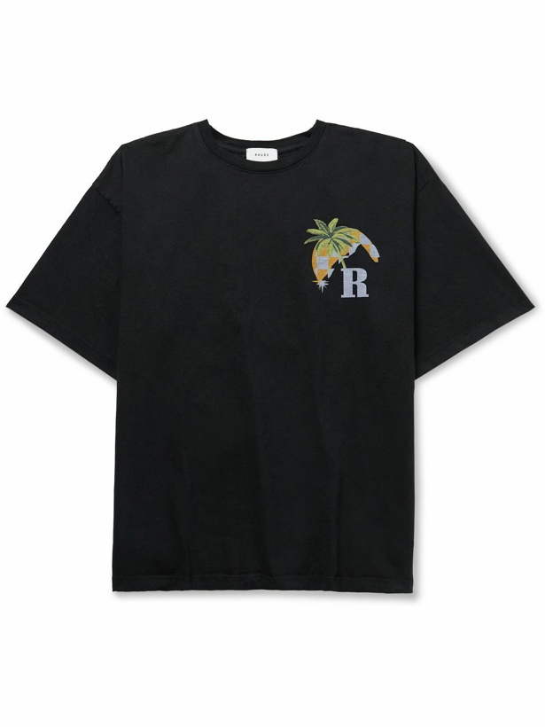 Photo: Rhude - Moonlight Tropics Logo-Print Cotton-Jersey T-Shirt - Black