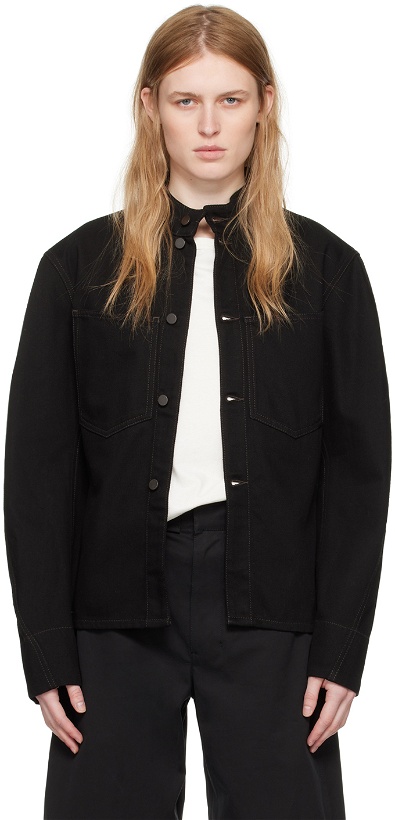 Photo: LEMAIRE Black Curved Sleeve Denim Jacket