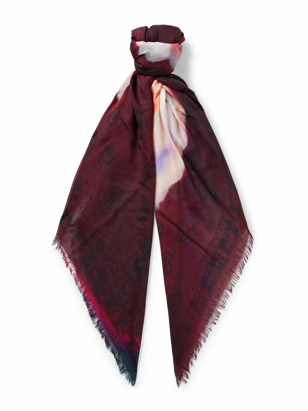 Photo: Alexander McQueen - Fringed Printed Modal and Silk-Blend Scarf