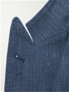 Brunello Cucinelli - Herringbone Wool, Silk and Linen-Blend Blazer - Blue