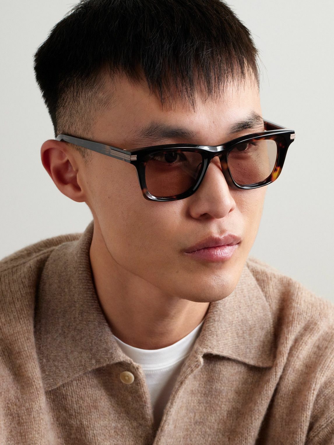 Zegna - Square-Frame Tortoiseshell Acetate Sunglasses Zegna display picture 3