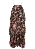 Chloe Draped Floral-printed Silk-blend Jumpsuit Black