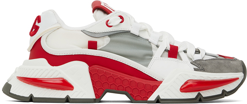 Dolce & Gabbana White & Red Airmaster Sneakers