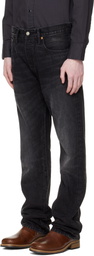 RRL Black Slim Boot Distressed Selvedge Jeans