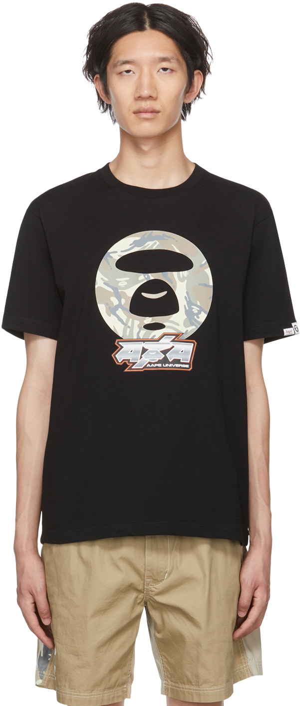 AAPE by A Bathing Ape Black Moonface T-Shirt AAPE by A Bathing Ape