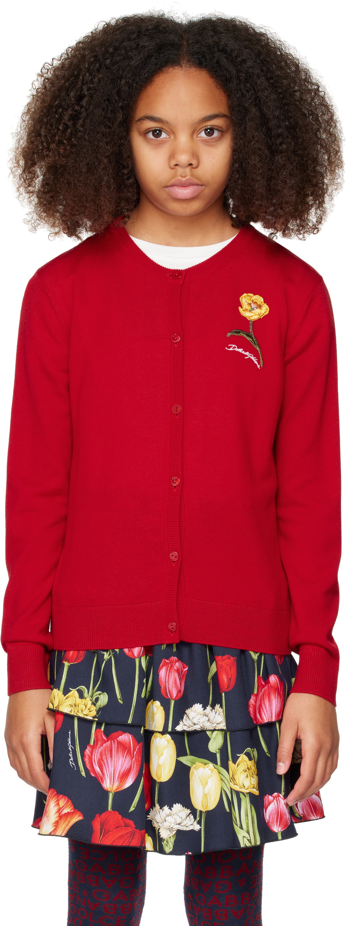 Dolce&Gabbana Kids Red Wool Cardigan Dolce & Gabbana