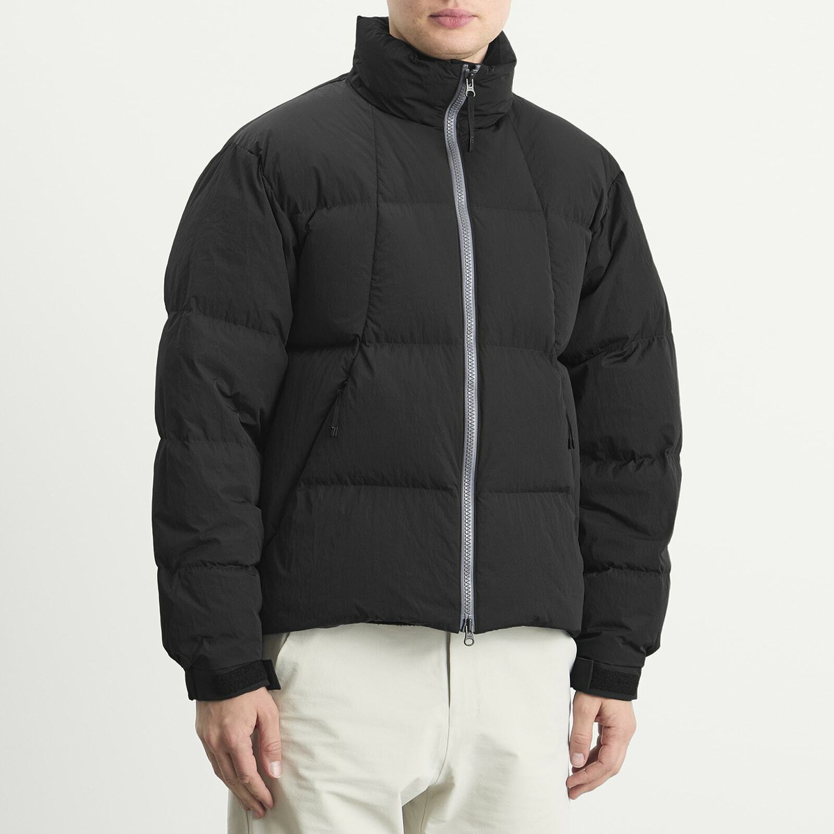Goldwin Men's Dope Dyed Ripple Nylon Down Jacket in Deep Charcoal