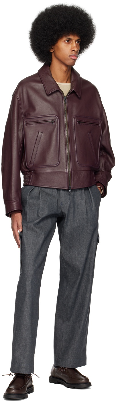 ABAGA VELLI SSENSE Exclusive Purple Varsity Leather Jacket