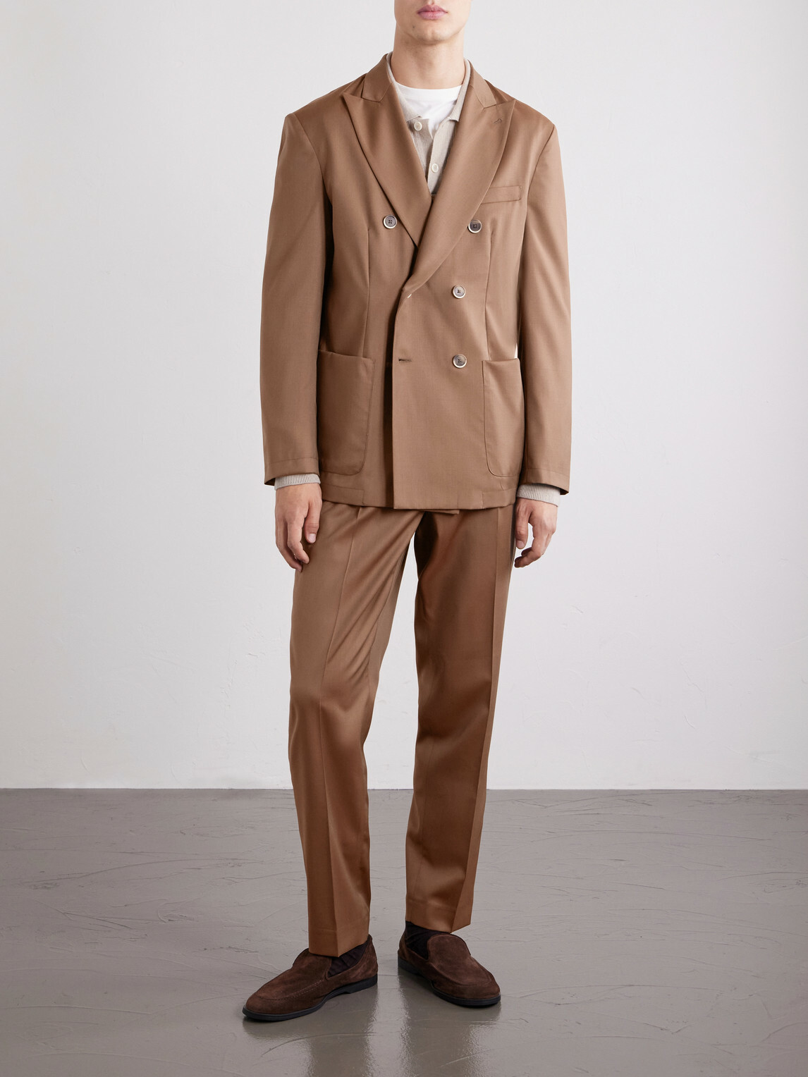 Barena - Double-Breasted Virgin Wool-Gabardine Suit Jacket - Brown