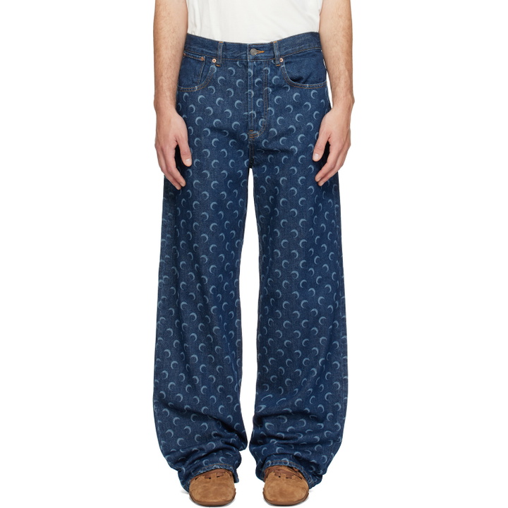 Photo: Marine Serre Blue Denim Straight Jeans