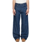 Marine Serre Blue Denim Straight Jeans