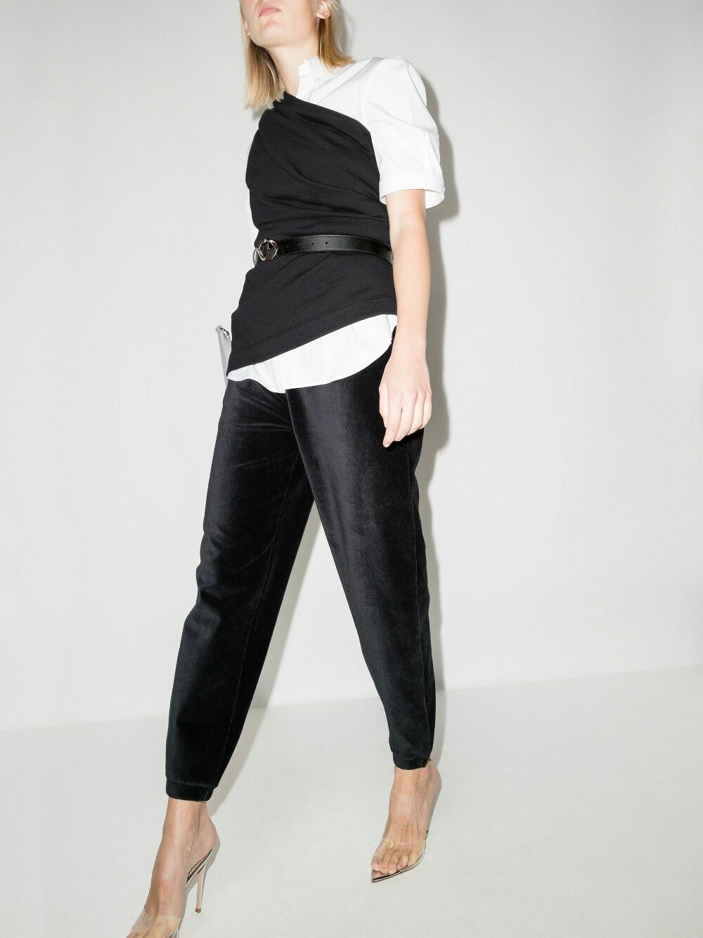 Alexander Wang Black Logo-Jacquard Velour Track Pants Alexander Wang