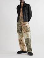 Marine Serre - Wide-Leg Patchwork Cotton-Ripstop and Jacquard Cargo Trousers - Neutrals