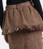 Sacai Fringed peplum tweed midi skirt