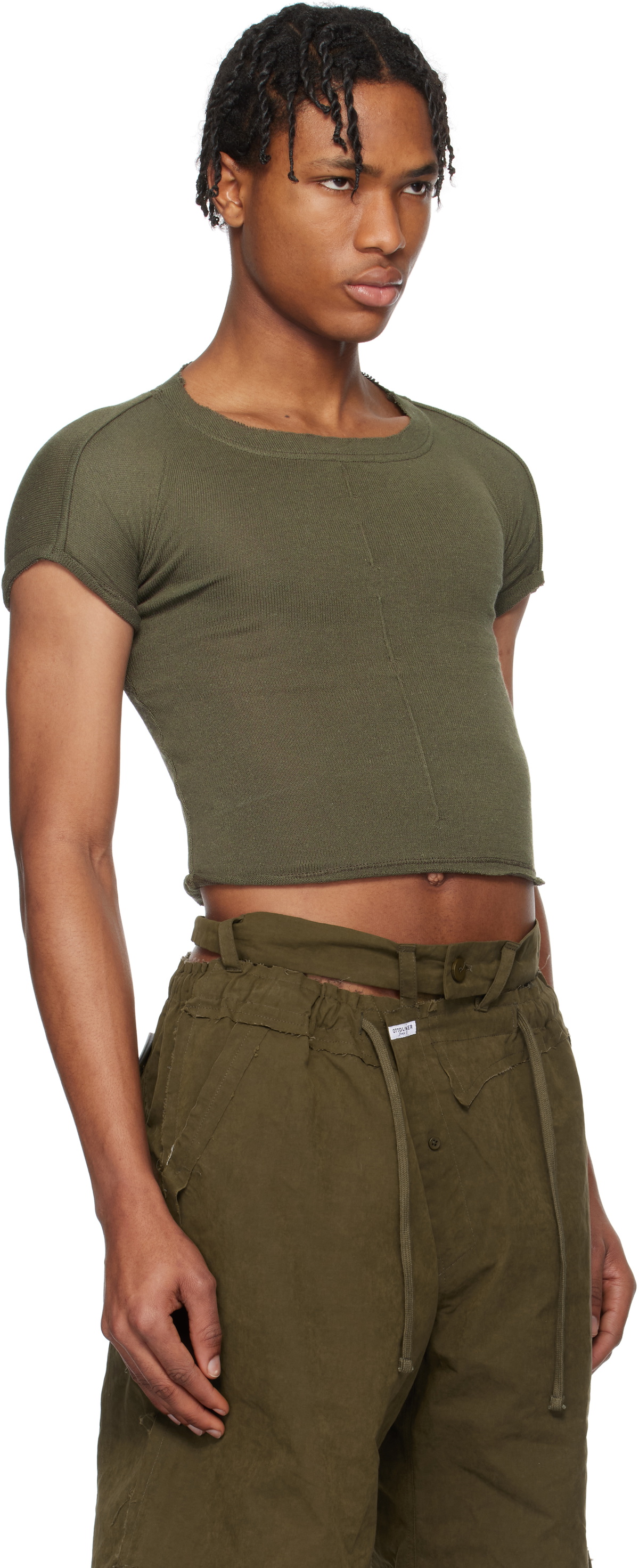 Ottolinger Green Deconstructed Linen T-Shirt