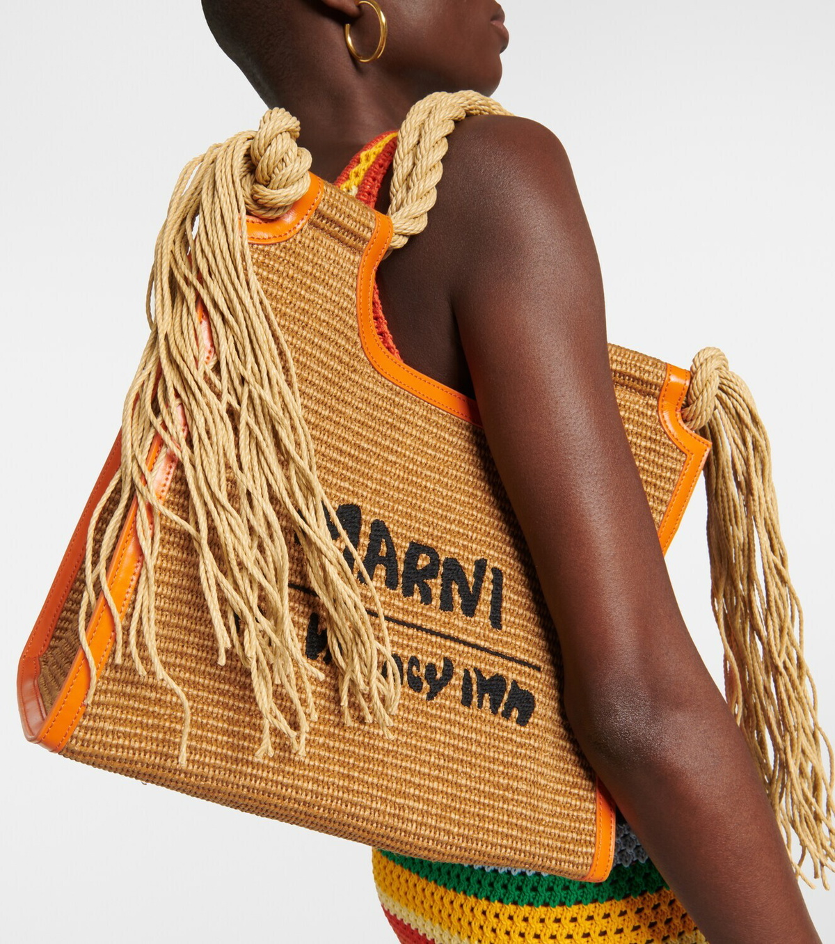 Marni x No Vacancy Inn Marcel raffia effect tote bag Marni