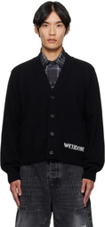 We11done Black Pocket Logo Knit Cardigan