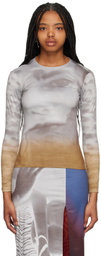 ELLISS Brown & Gray Eyes Open Long Sleeve T-Shirt