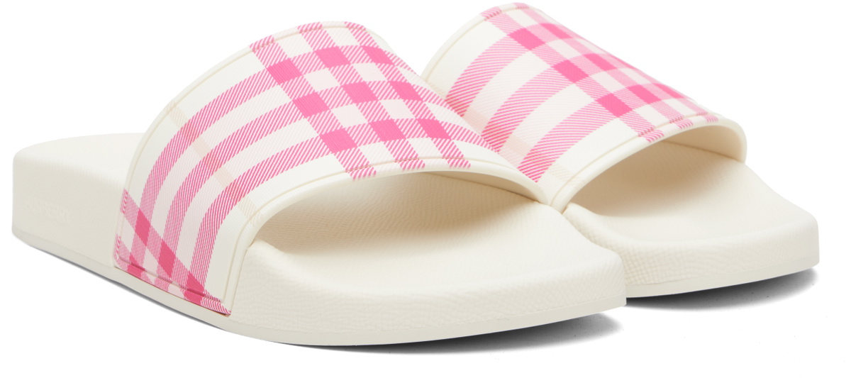 Burberry Off-White & Pink Check Slides