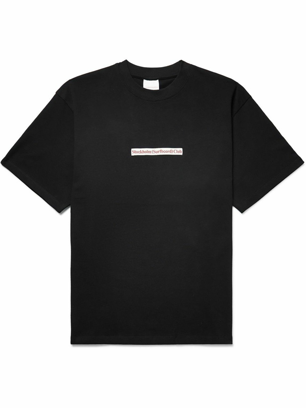 Photo: Stockholm Surfboard Club - Kil Logo-Appliquéd Organic Cotton-Jersey T-Shirt - Black