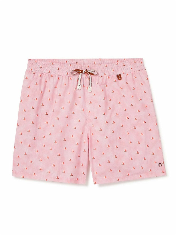 Photo: Loro Piana - Bay Straight-Leg Mid-Length Printed Swim Shorts - Pink