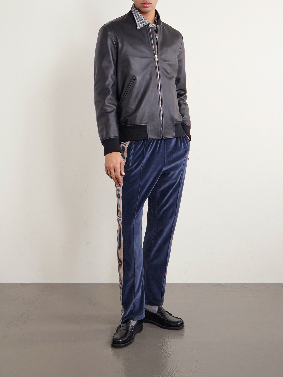 Needles - Bootcut Logo-Embroidered Striped Velour Track Pants - Blue
