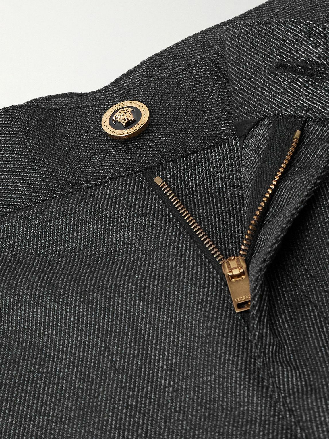Versace - Straight-Leg Wool-Mouliné Trouser - Gray