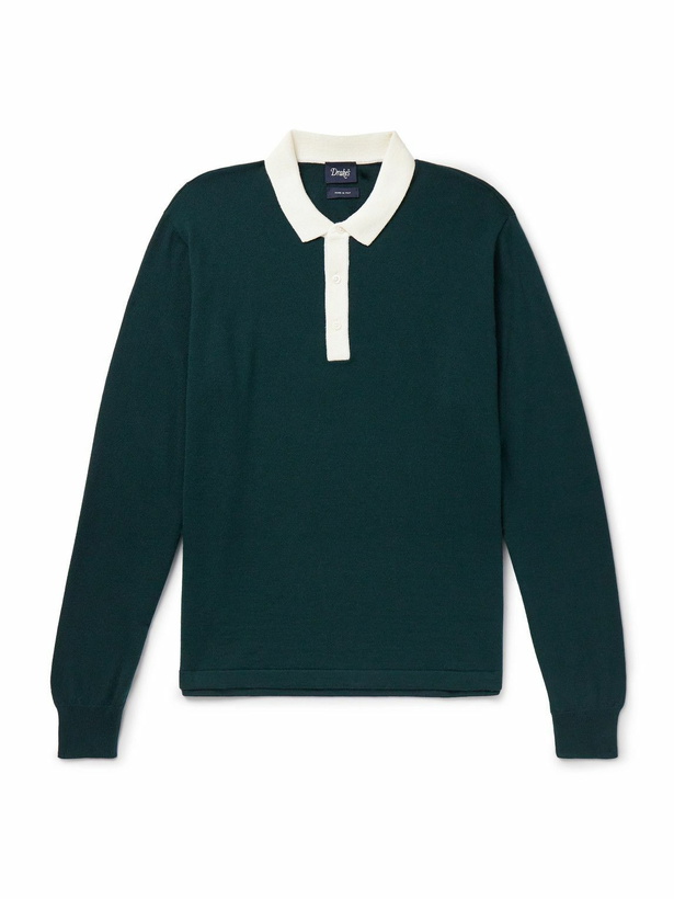 Photo: Drake's - Merino Wool Rugby Shirt - Green
