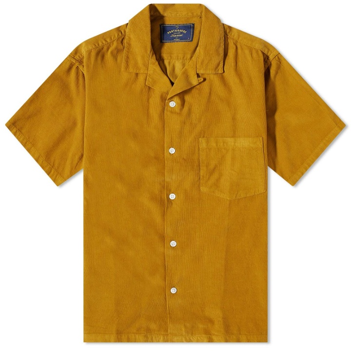 Photo: Portuguese Flannel Men's Cord Camp Corduroy Vacation Shirt in Prairie
