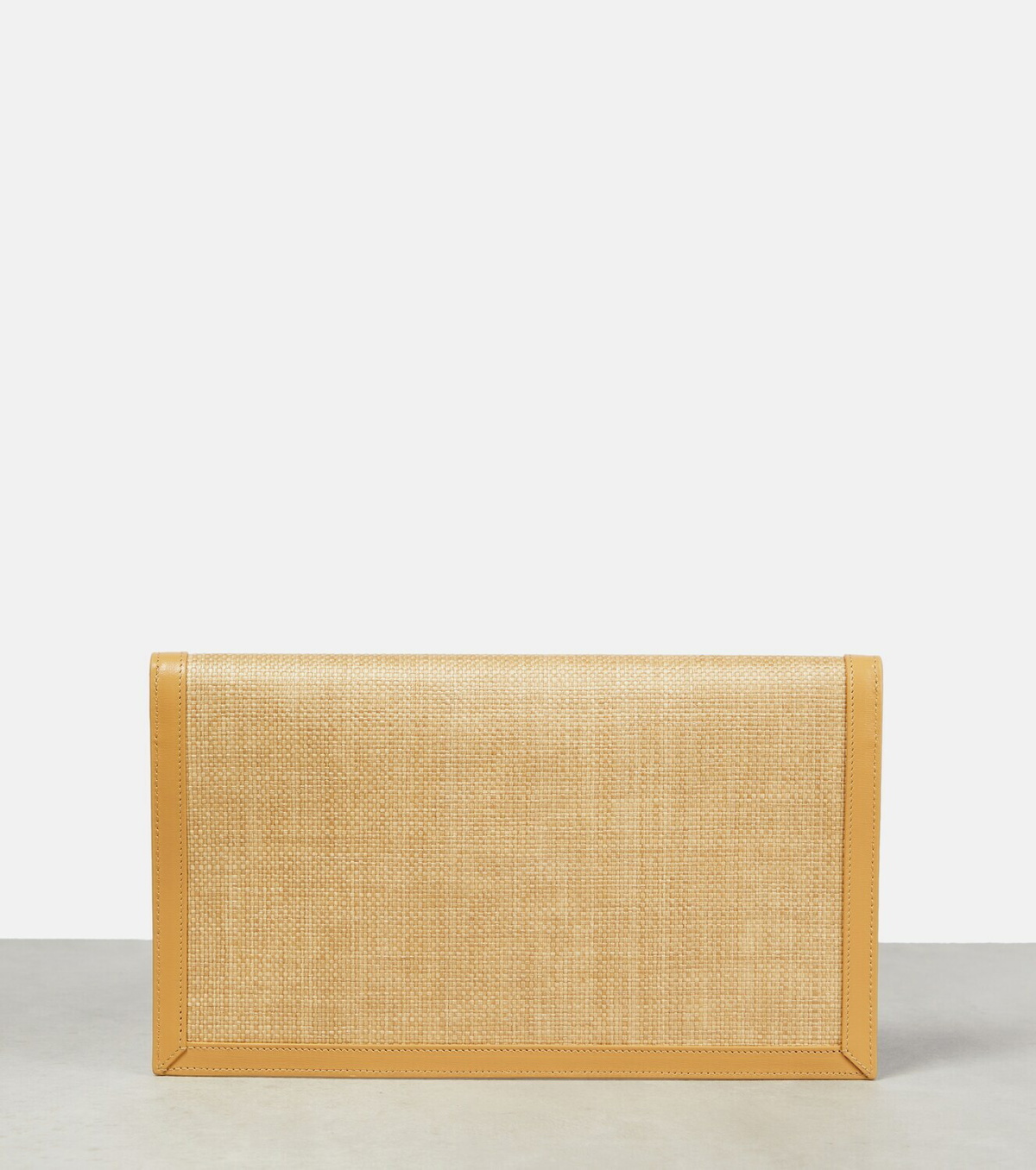 Saint Laurent - Uptown raffia and leather clutch Saint Laurent