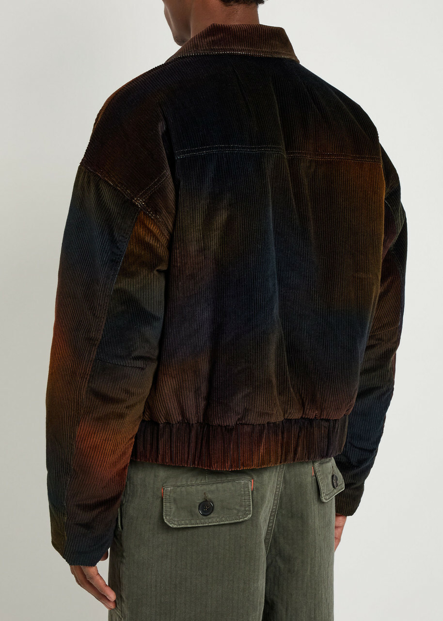 The Elder Statesman Ombre Quilted Corduroy Jacket Dark Blue