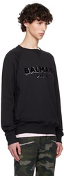 Balmain Black Metallic Flocked Sweatshirt