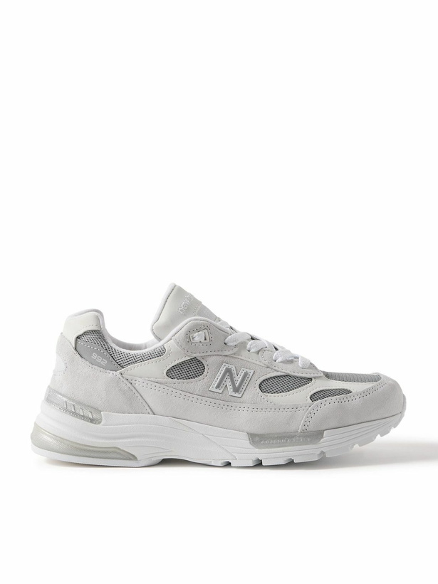 Photo: New Balance - 992 Core Suede, Mesh and Leather Sneakers - Gray