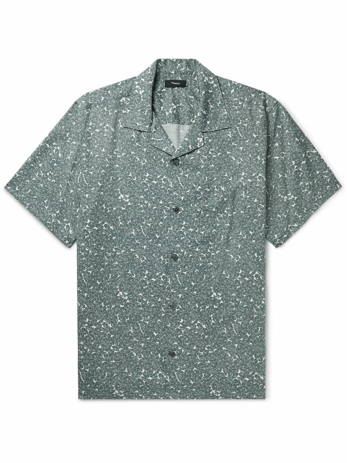 Theory - Noll Camp-Collar Floral-Print Lyocell Shirt - Green Theory