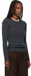 TONYWACK Gray Super Fine Wool Ribbed Sweater