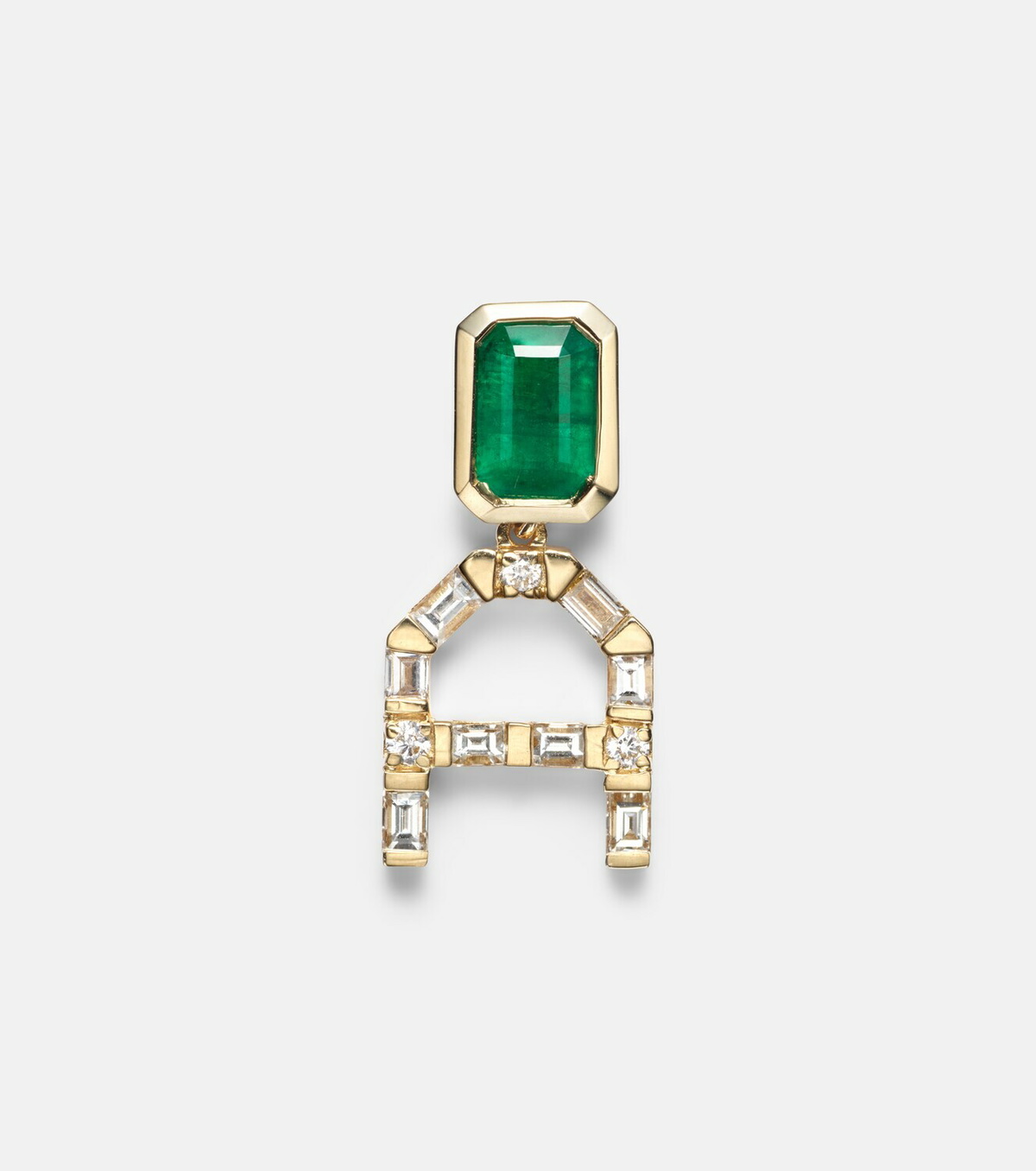 Shay Jewelry 18kt gold drop earrings with diamonds and emeralds