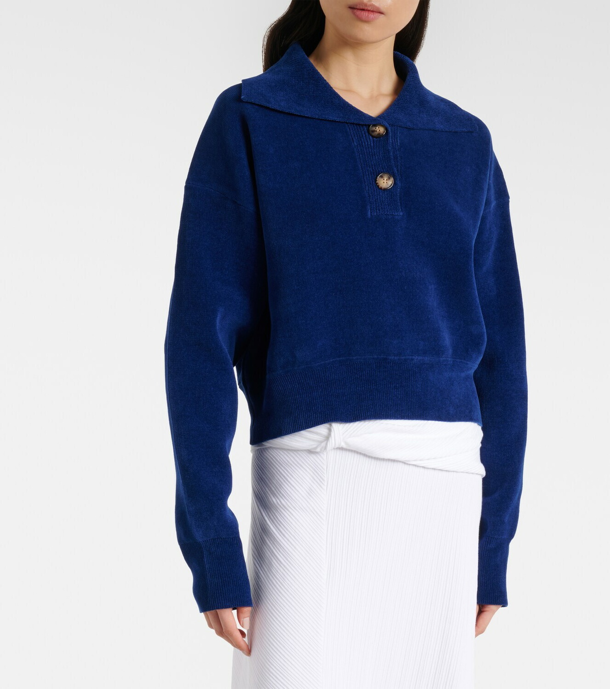 Victoria Beckham Cropped cotton-blend velvet sweatshirt