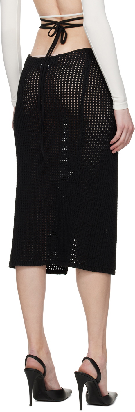 ANDREĀDAMO Black Slit Midi Skirt