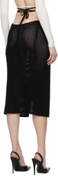ANDREĀDAMO Black Slit Midi Skirt
