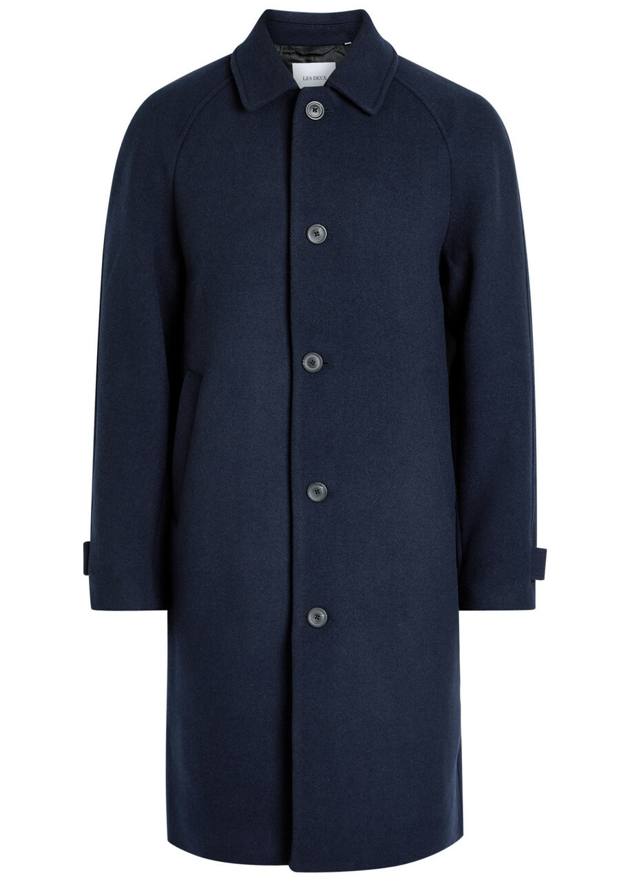Les Deux Michael Wool-blend Coat Navy