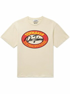 Gallery Dept. - Distressed Logo-Print Glittered Cotton-Jersey T-Shirt - Neutrals