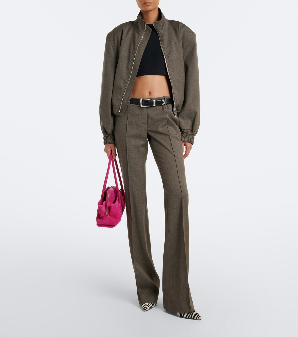 The Attico Low-rise wool-blend flared pants