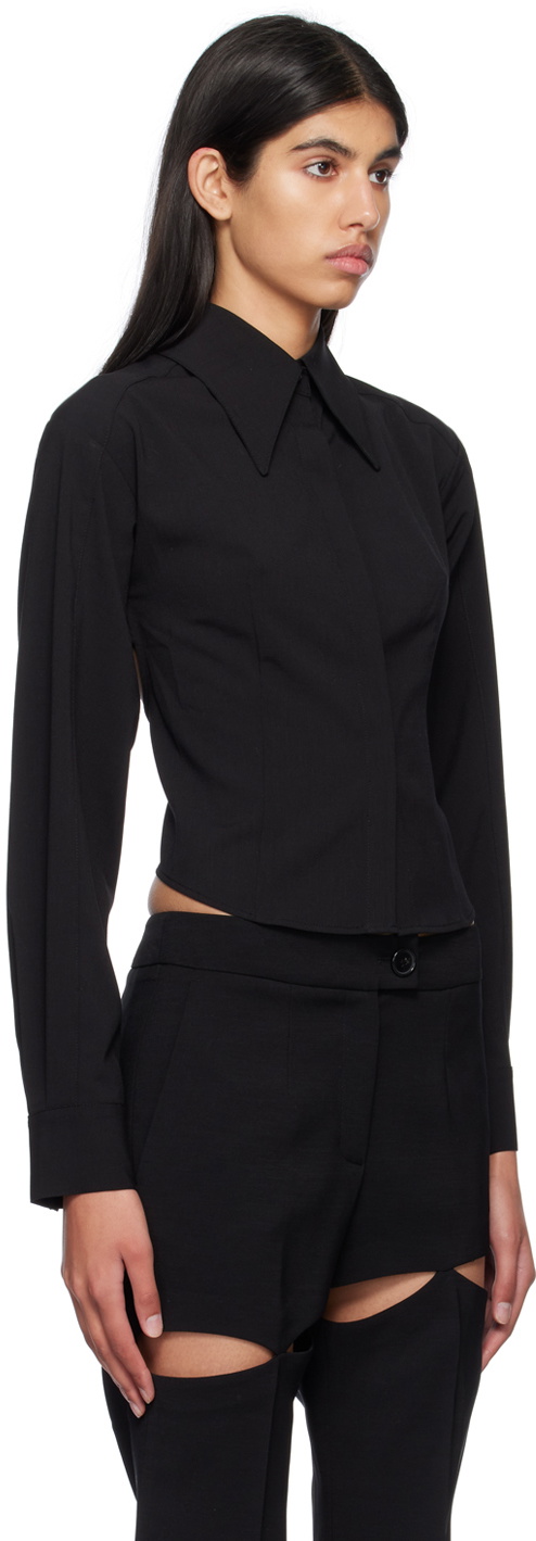 J KOO Black Lace-Up Shirt