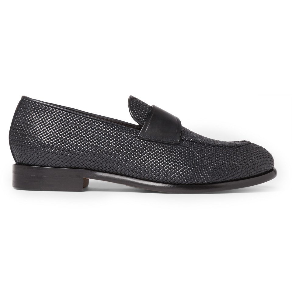 Ermenegildo Zegna - Pelle Tessuta Leather Loafers - Men - Midnight blue